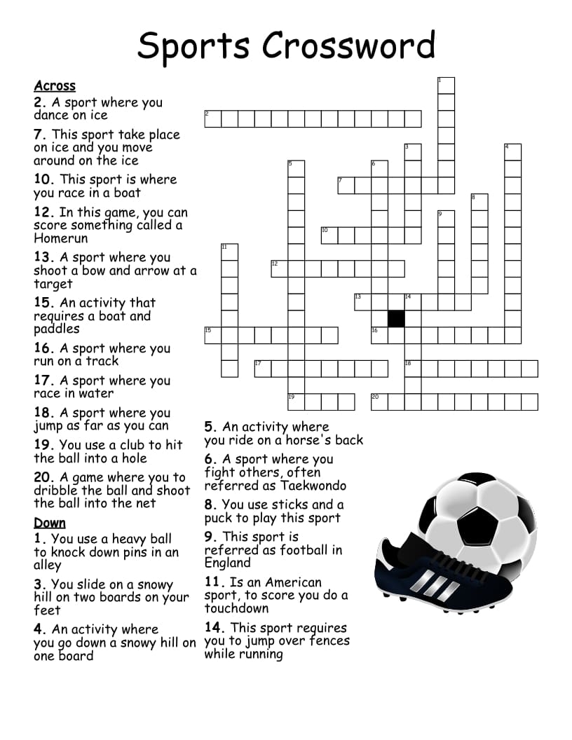Printable Sports Crossword Puzzles Game Free Download And Print For You 
