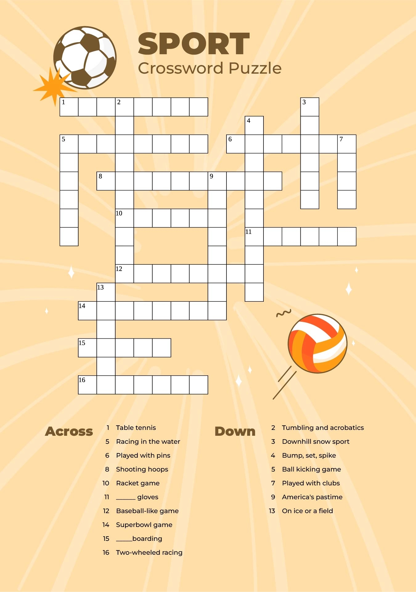 Printable Sports Crosswords Printable Coloring Free
