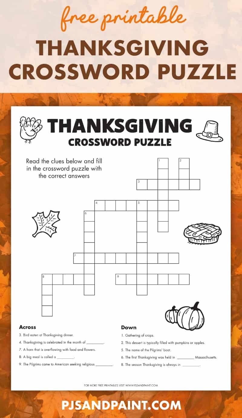 Printable Thanksgiving Crossword Puzzles FREE Printable