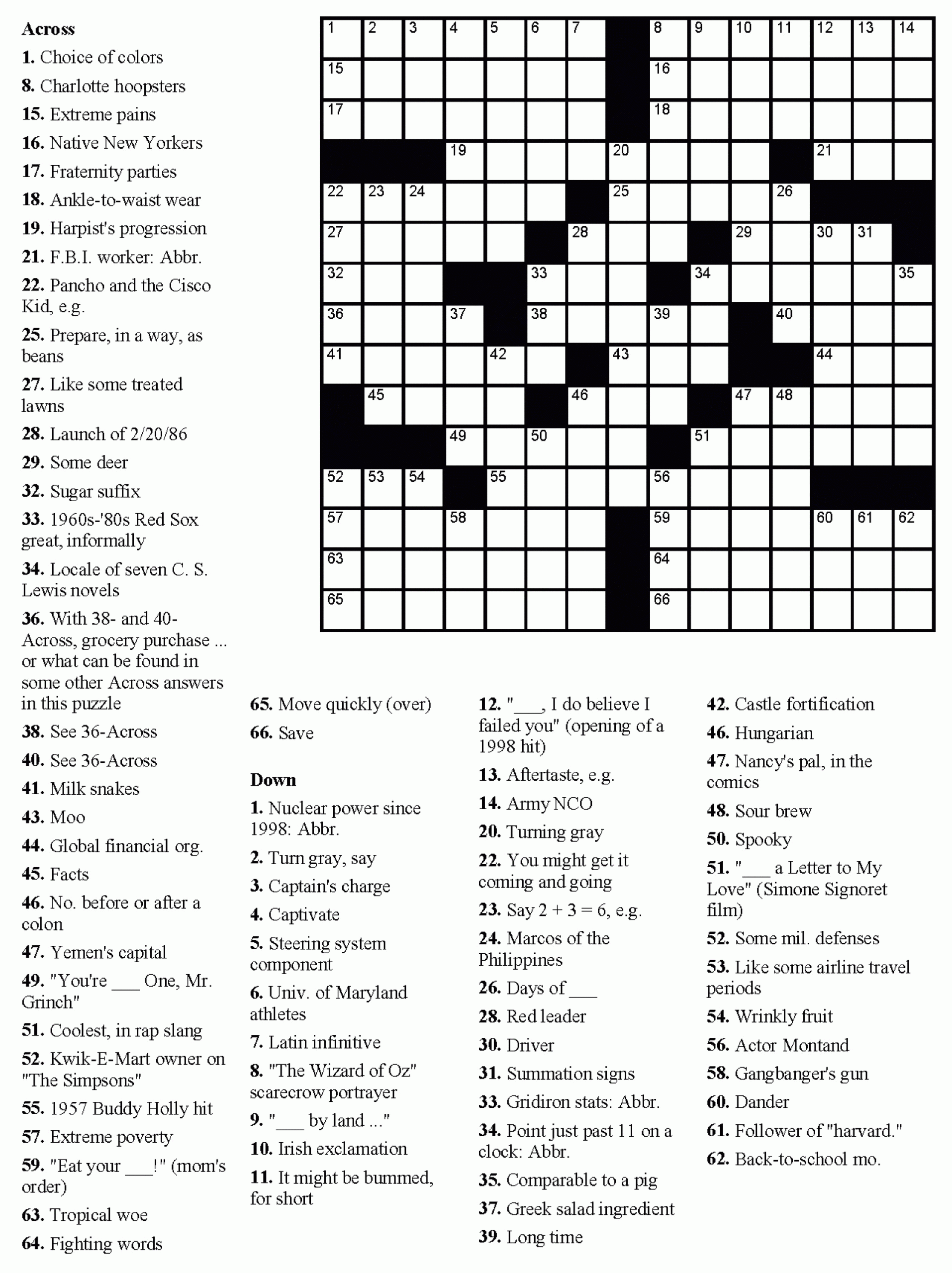 Printable Themed Crossword Puzzles Free Printable Crosswords
