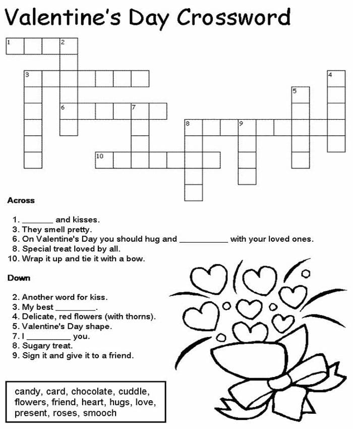 Printable Valentine 39 s Day Crossword Puzzle Hard Free Download And 