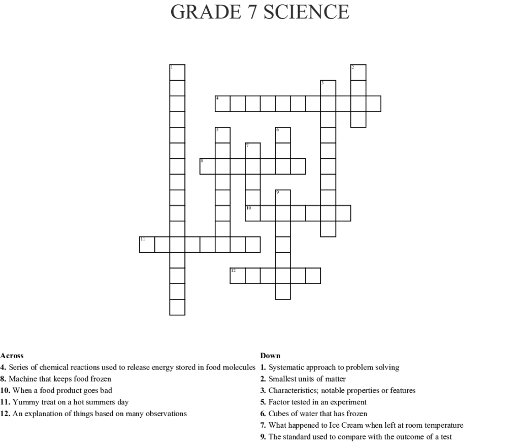 Science Crosswords Easy Easycrosswordpuzzlesprintable