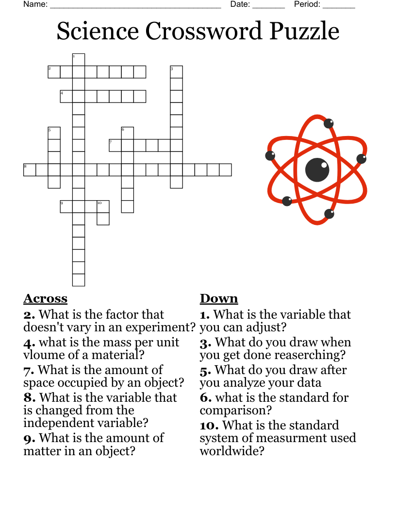 Science Crosswords Printable FREE Printable HQ