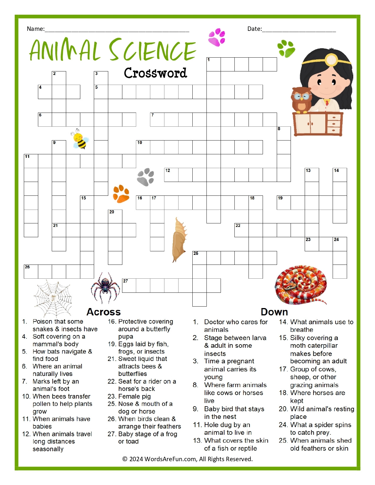 Science Crosswords Printable FREE Printable HQ