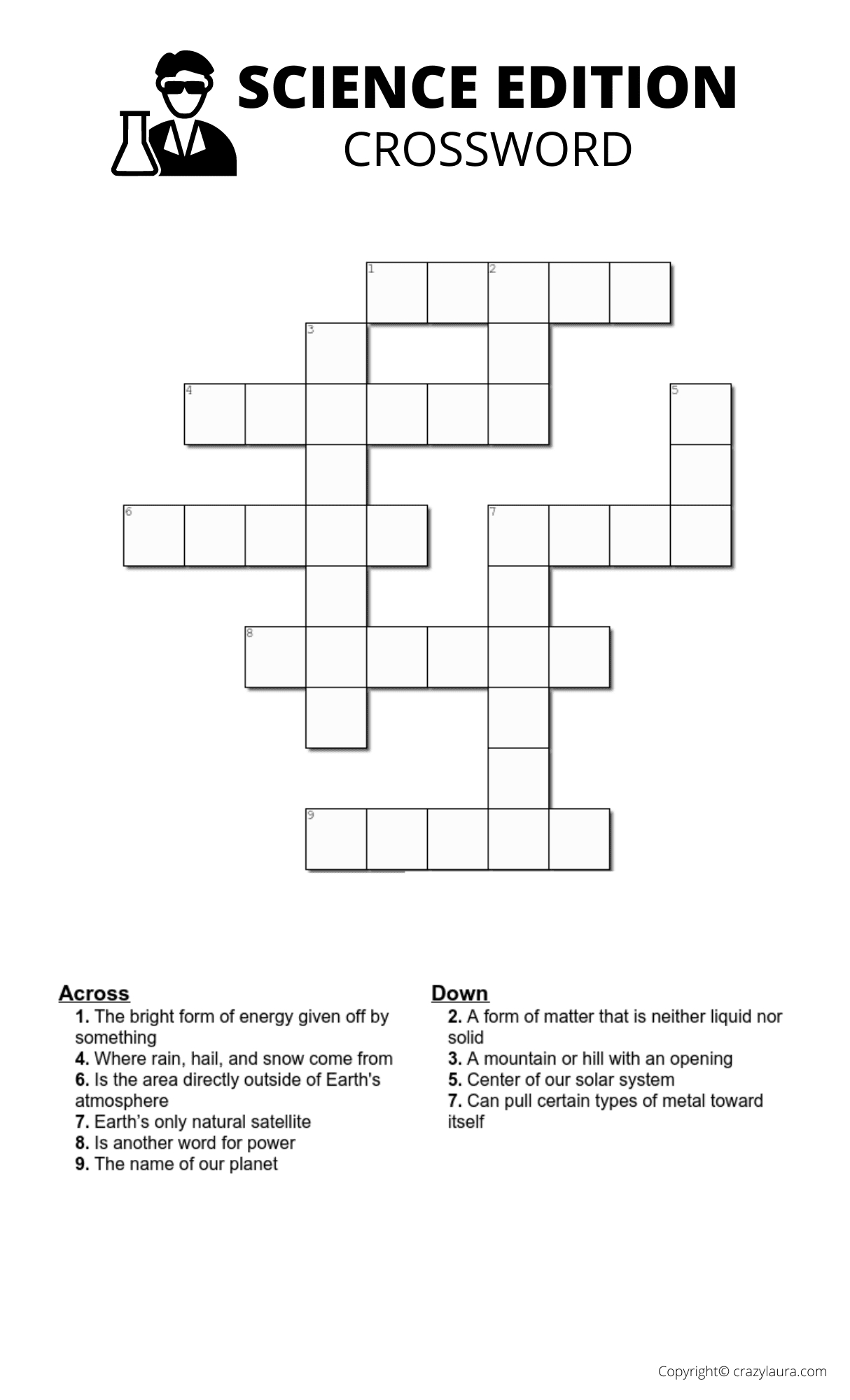 Science Crosswords Printable FREE Printable HQ