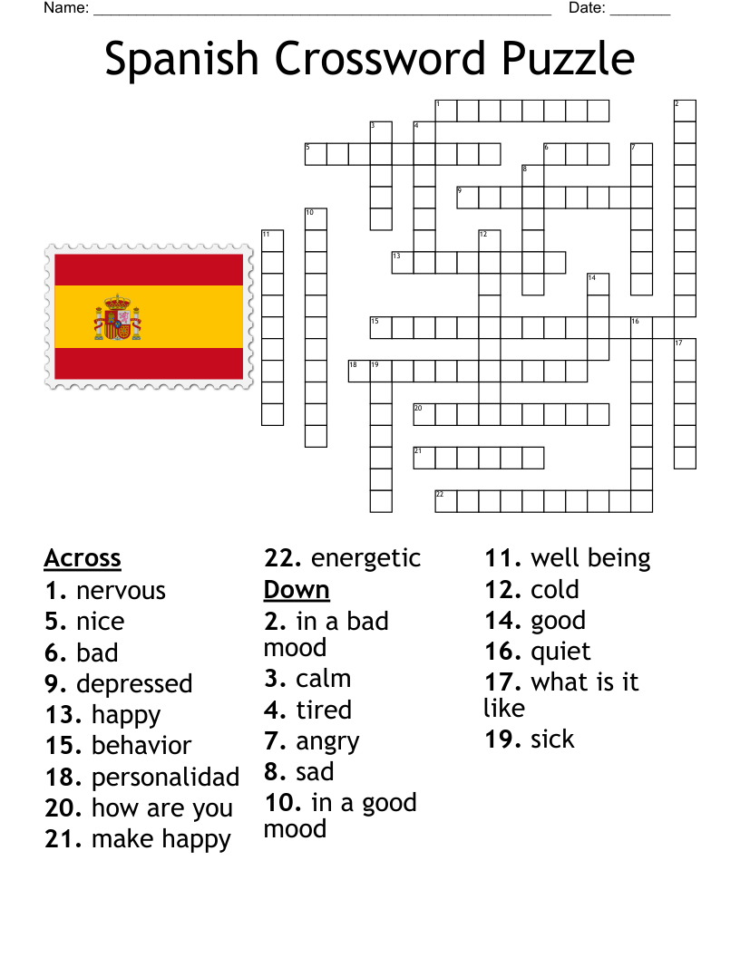 Spanish Crossword Puzzles Printable Printable Templates