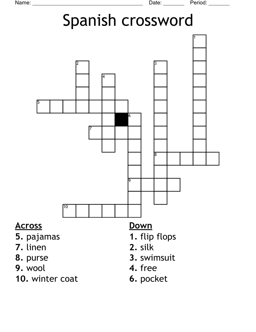 Spanish Crosswords Printable Printable Crossword Puzzles