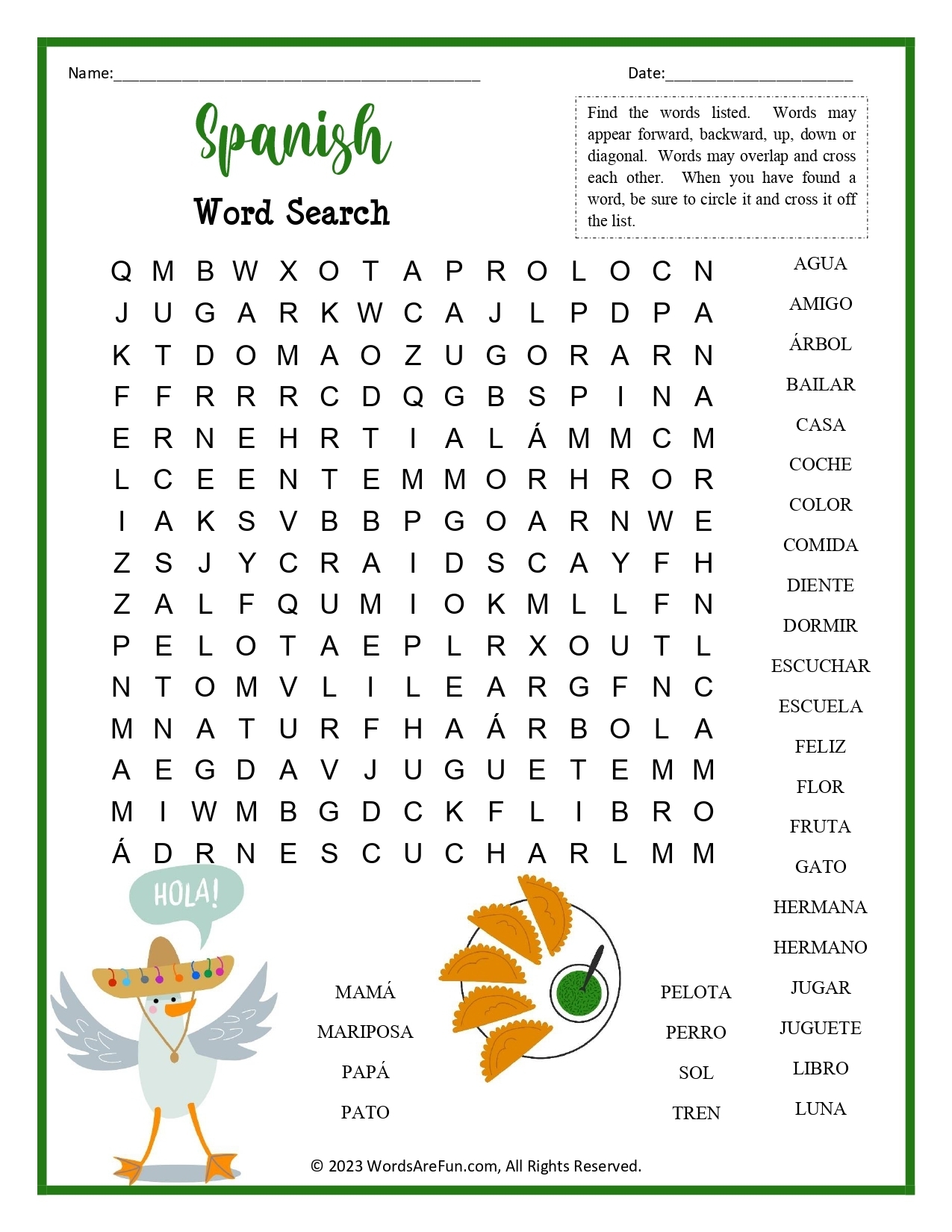 Spanish Crosswords Printable Printable Crossword Puzzles