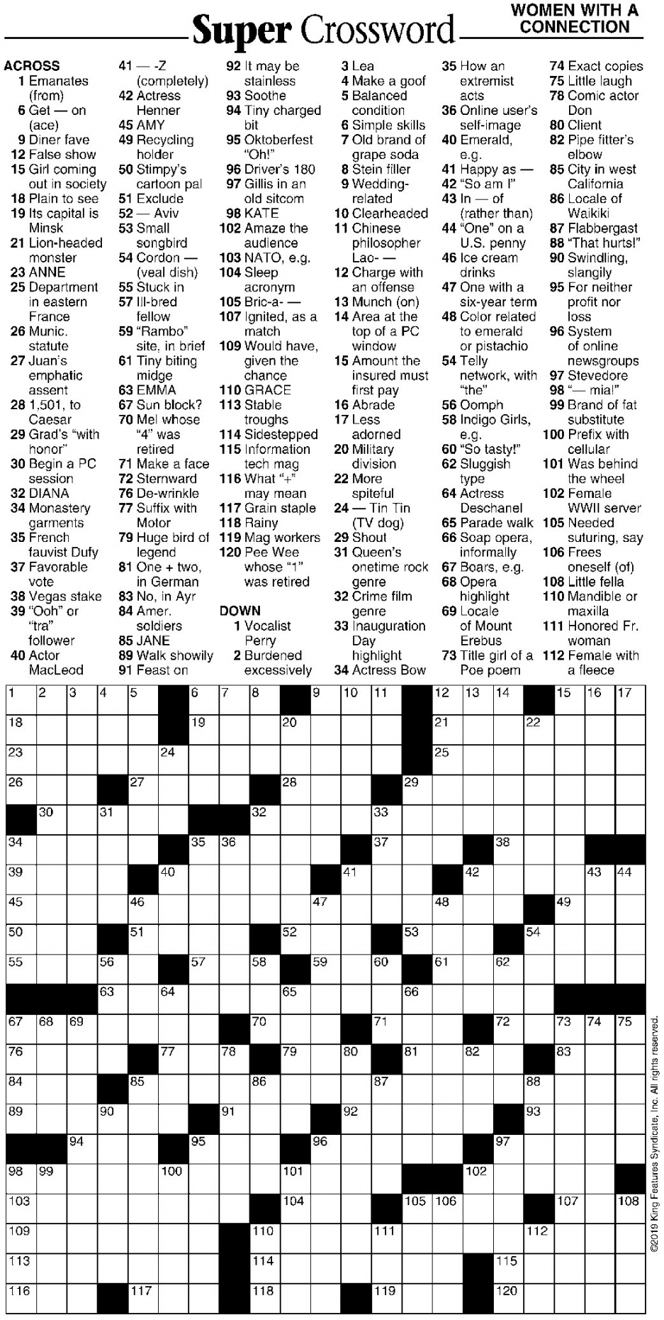 Sunday Printable Crosswords Free Printable Crosswords