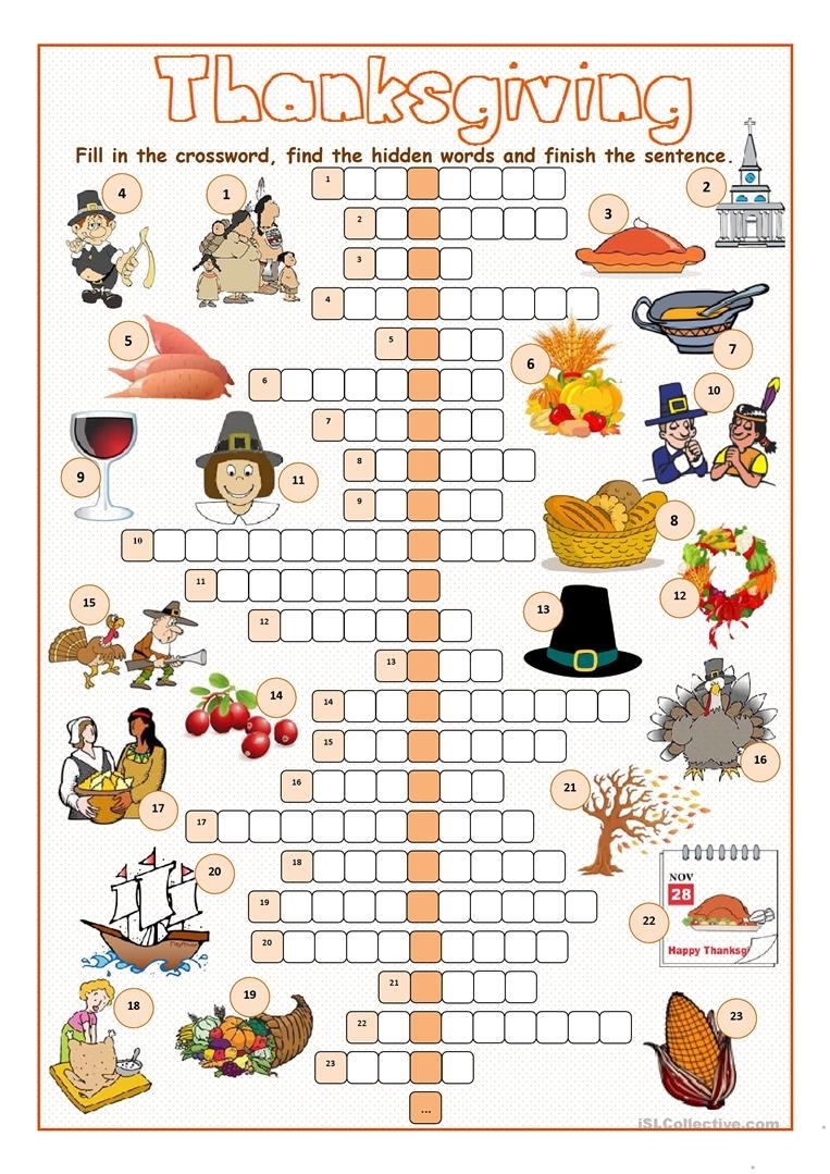 Thanksgiving Printable Crossword Puzzles Free Printable Crosswords