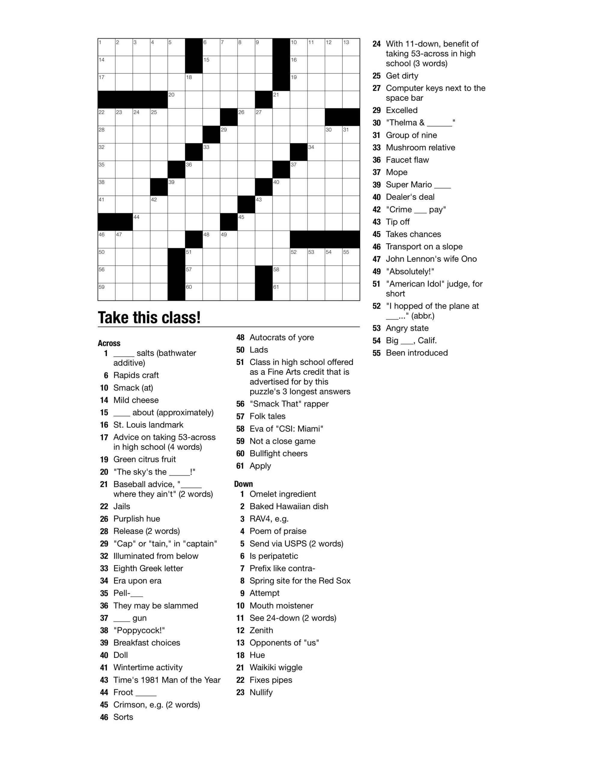 Themed Crossword Puzzles Free Printable Crosswords