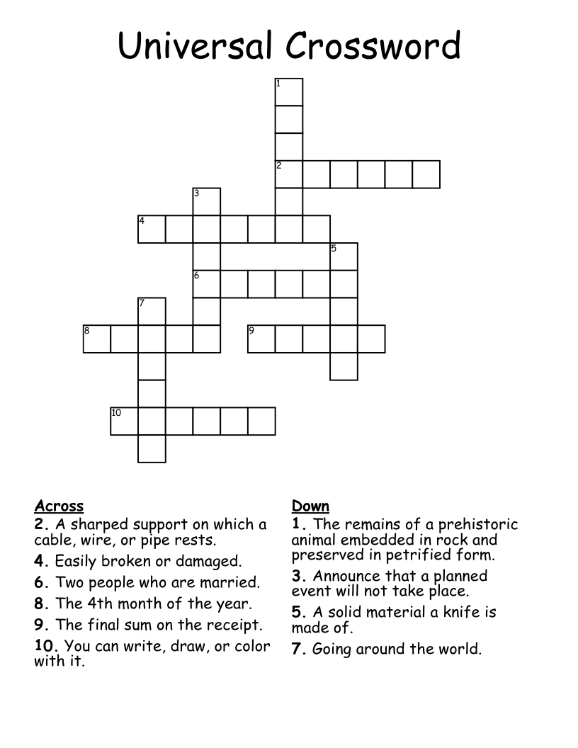 Universal Crossword Printable All FREE Printables