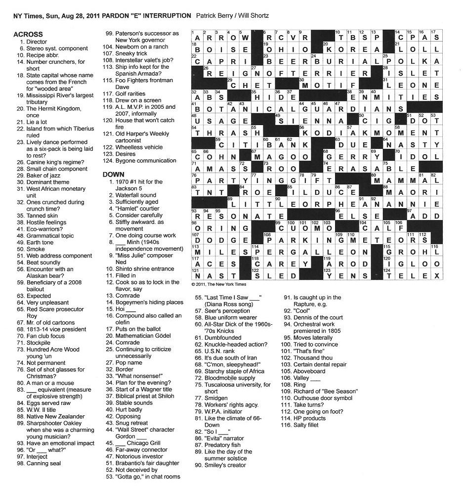 Universal Crossword Puzzle For Today Answers Free Printable Printable 