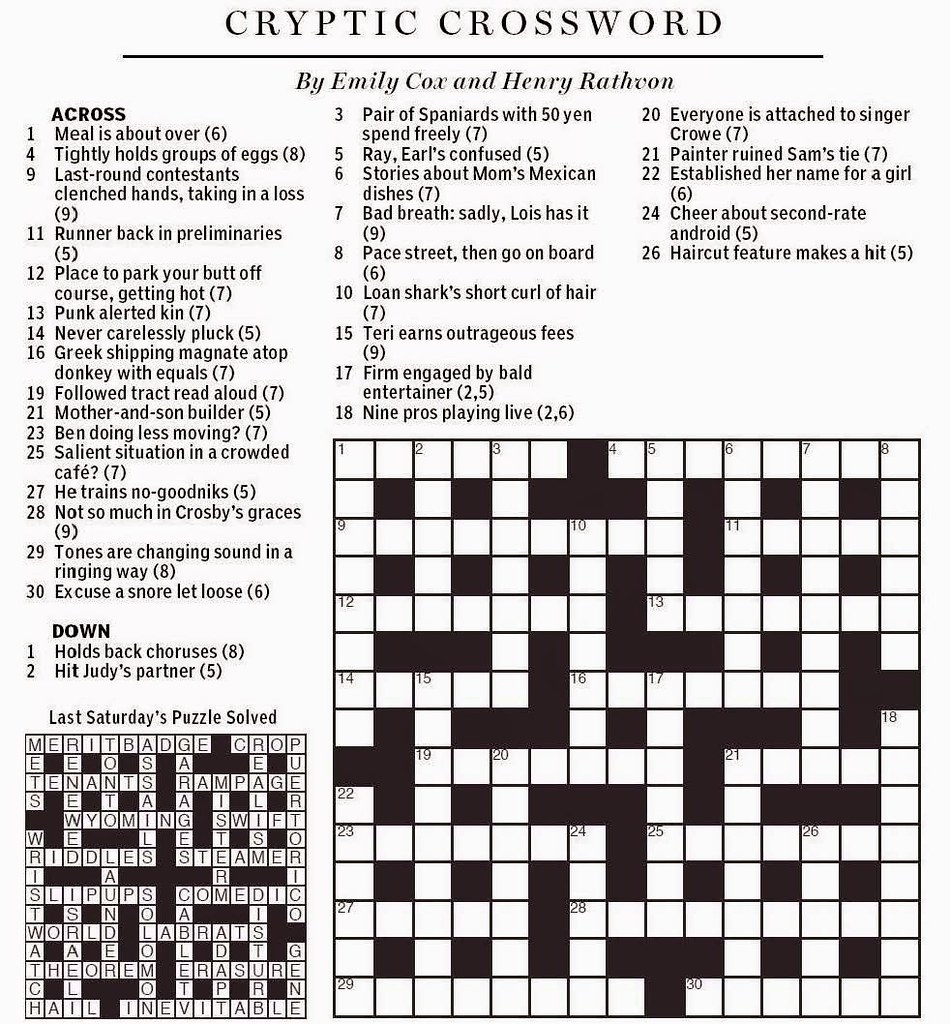 Wsj Printable Crossword Puzzles Free Printable Crosswords