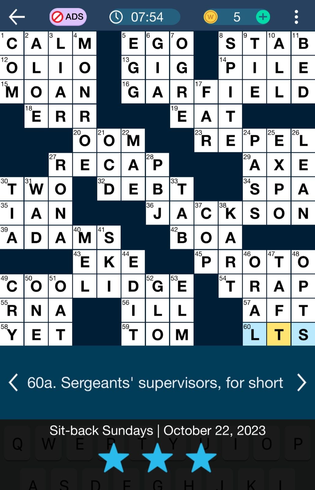 Daily Themed Crossword Sit Back Sundays October 22 2023 Answers In One Photo
