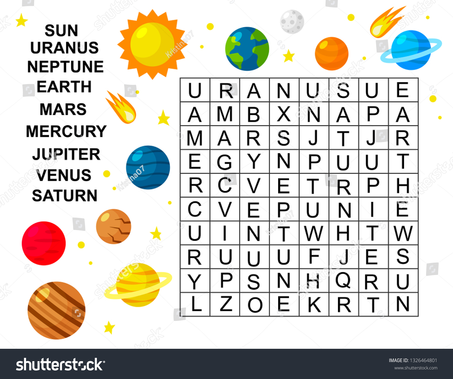 Educational Game Kids Word Search Space 1326464801