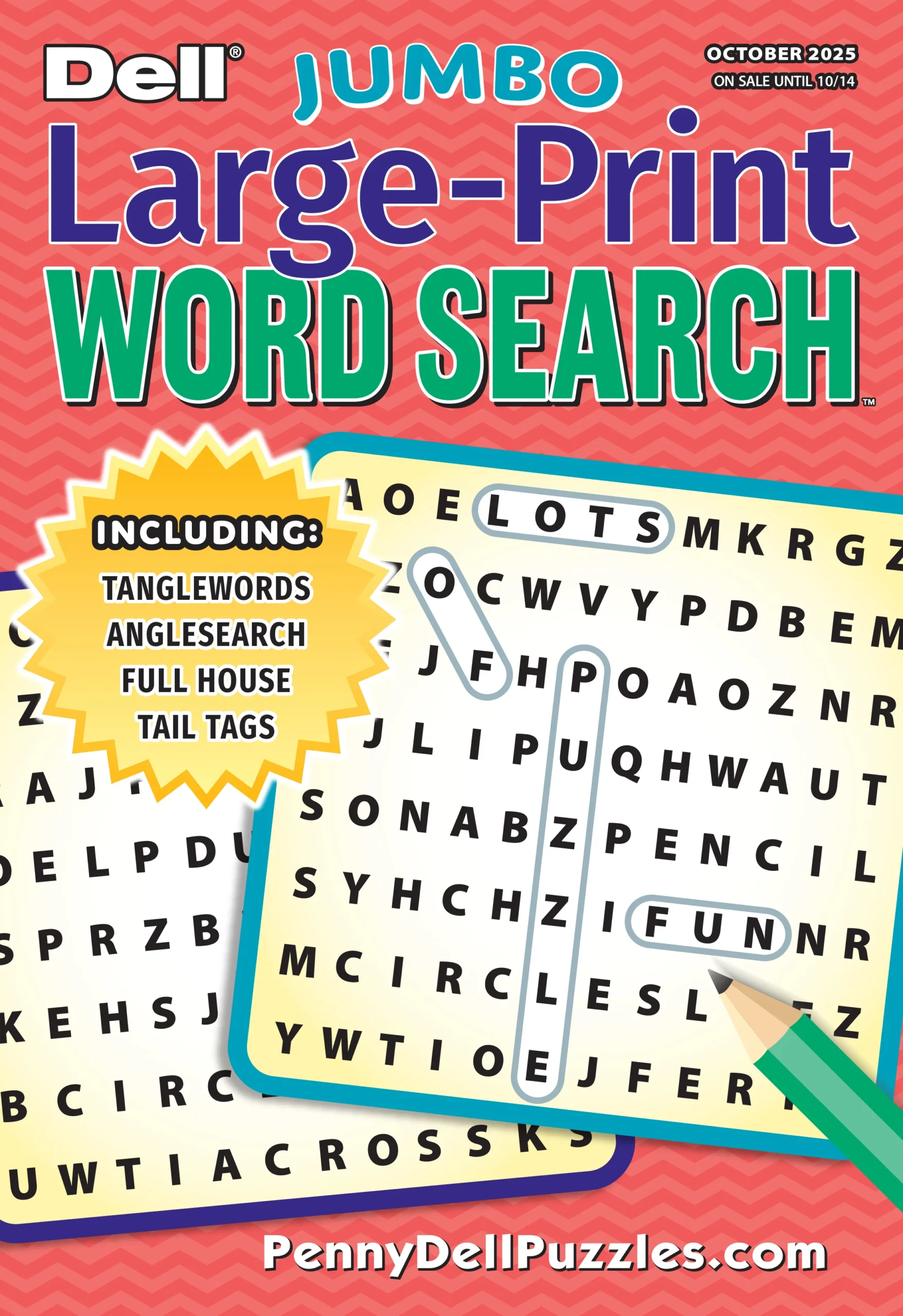 Penny Press Dell Jumbo Large Print Word Search October 2025 Edition Mind Sharpening Puzzles For All Ages Themed Puzzles Including Full House Angle Search Tail Tags Tanglewords More