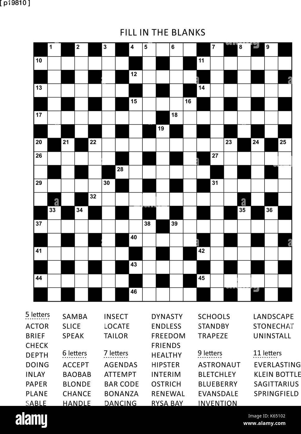 Puzzle Page With 19x19 Criss Cross Or Fill In Else Kriss Kross English Image158691794
